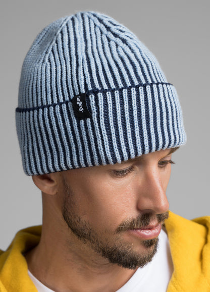 BLUE MERINO COTTON BEANIE