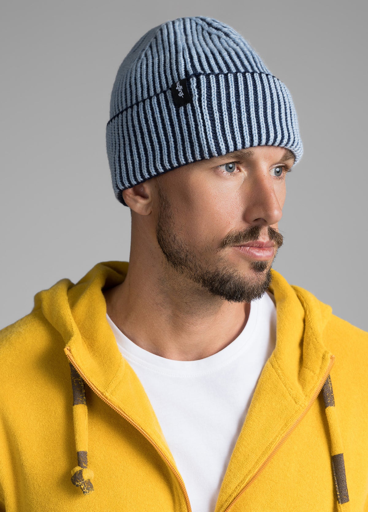BLUE MERINO COTTON BEANIE